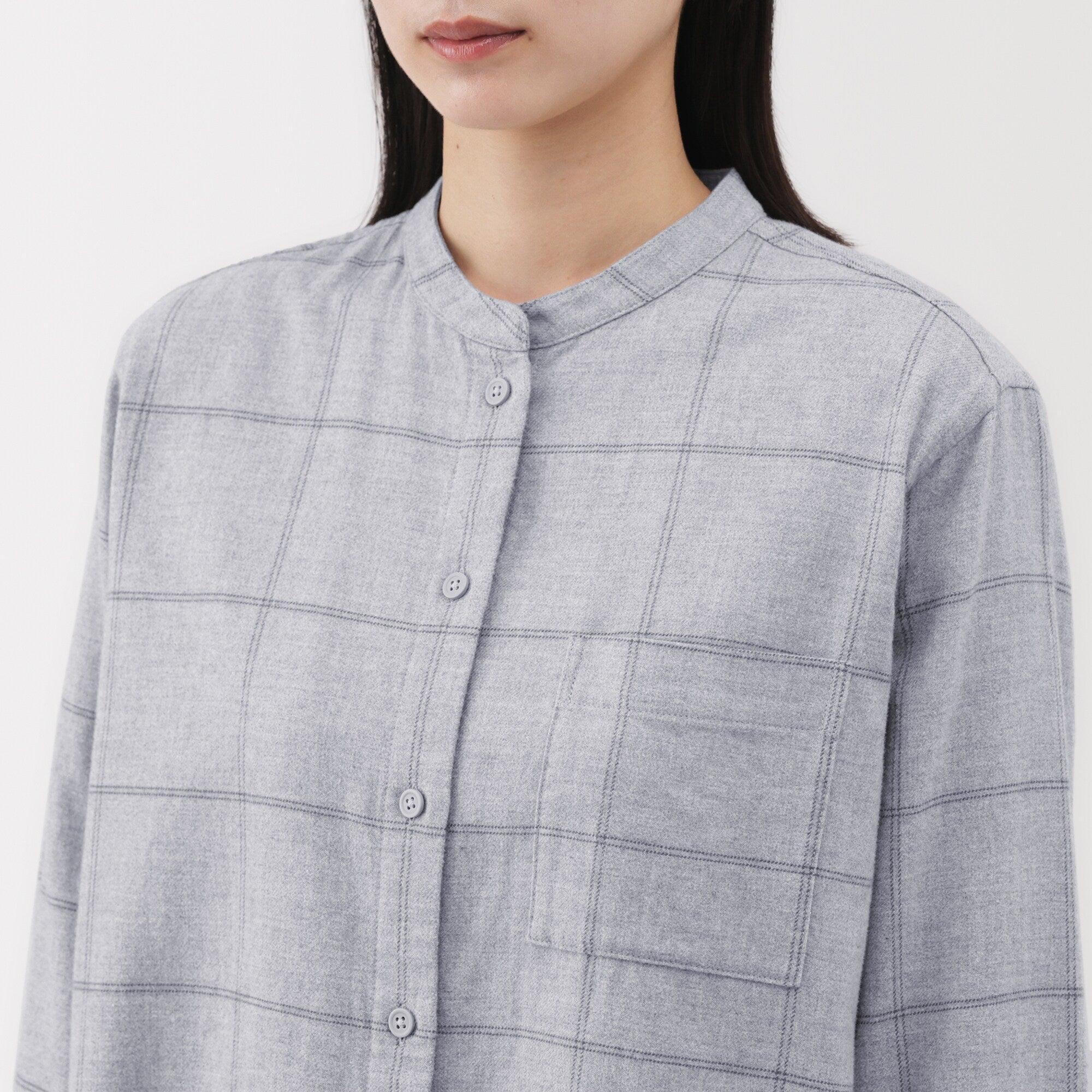Flannel Stand Collar Shirt - Image 31