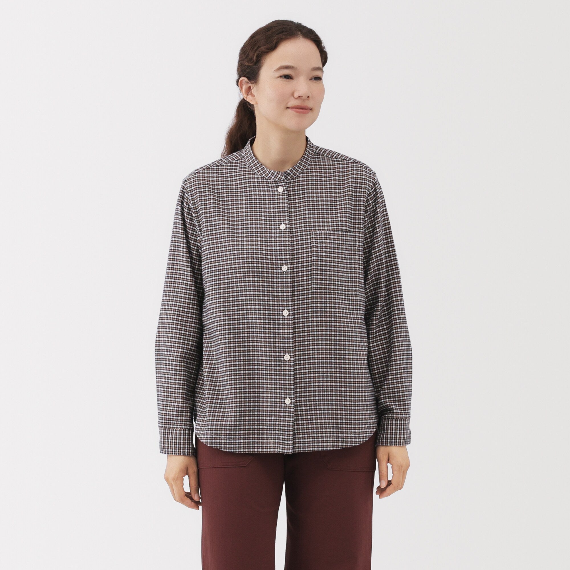 Flannel Stand Collar Shirt - Image 35