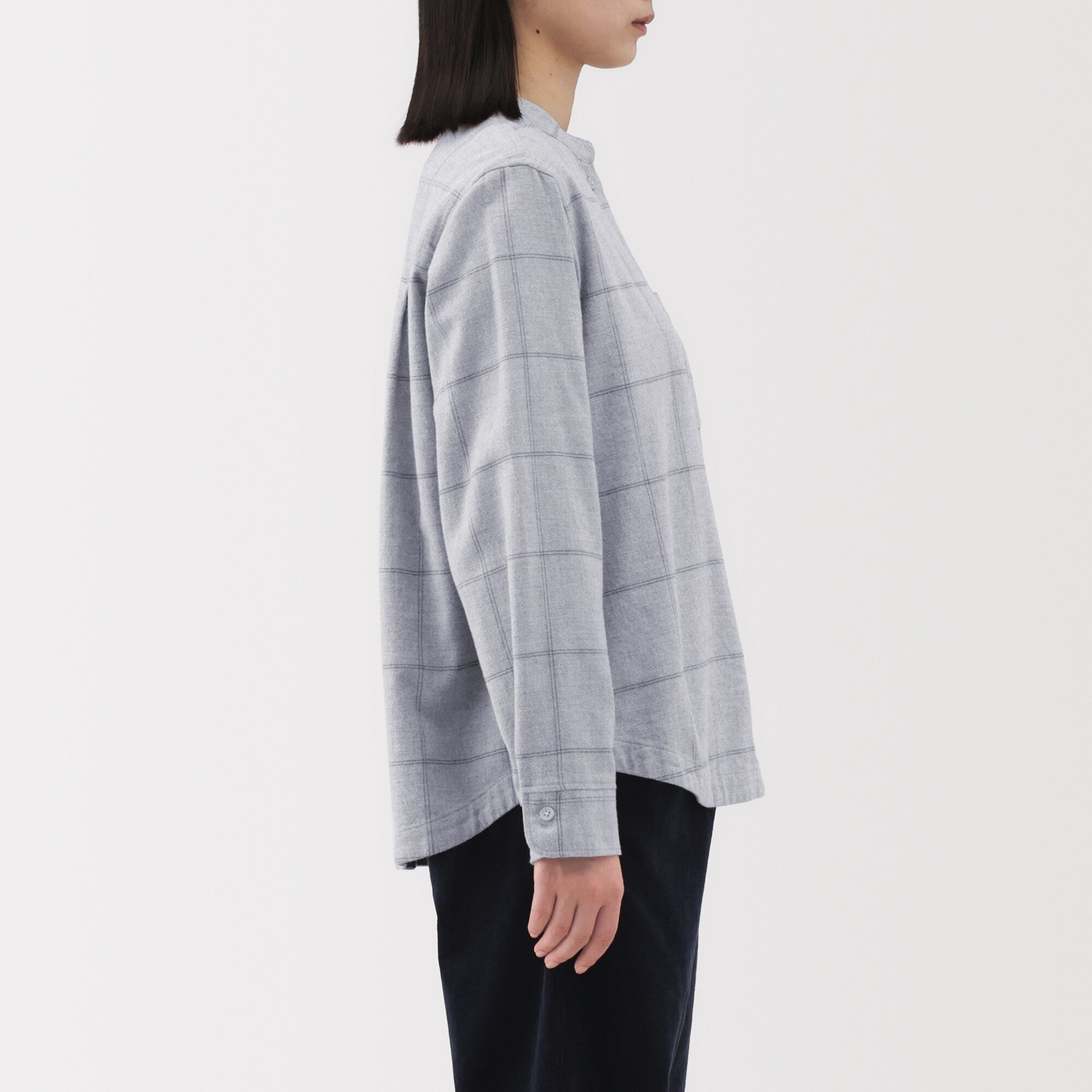 Flannel Stand Collar Shirt - Image 45