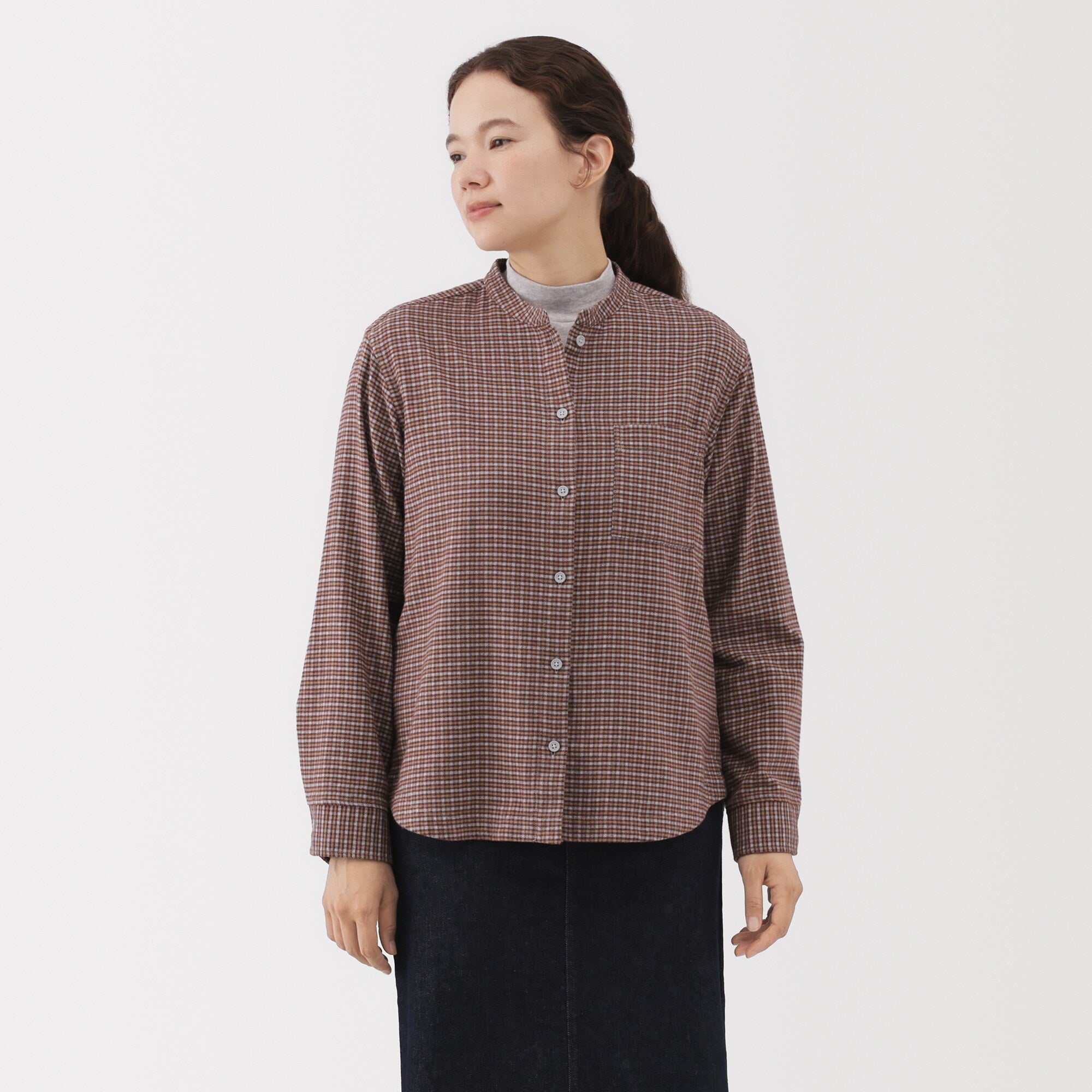 Flannel Stand Collar Shirt - Image 43