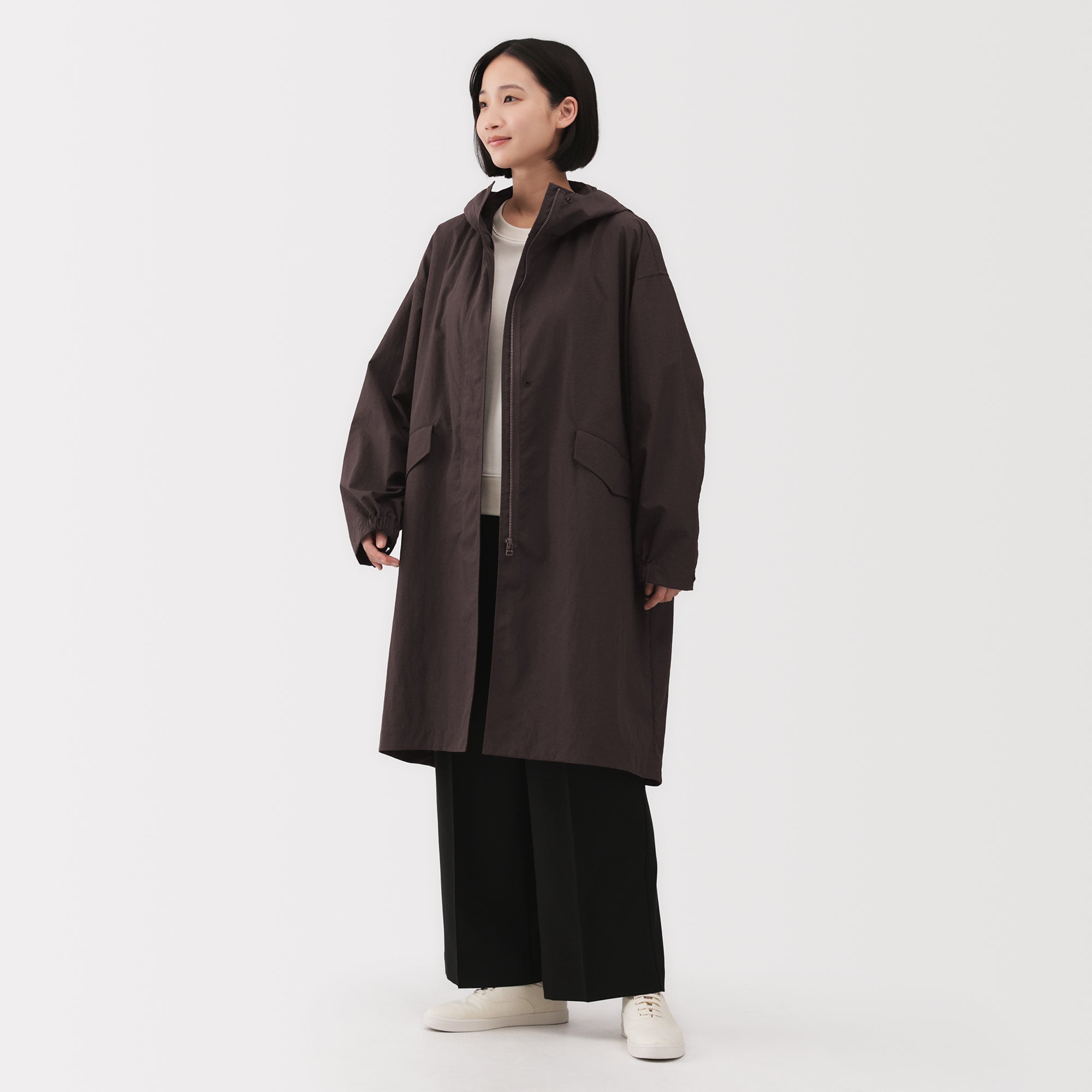 Water-Repellent Hooded Long Coat - Image 3