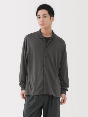 Wool Blend Shirt Cardigan