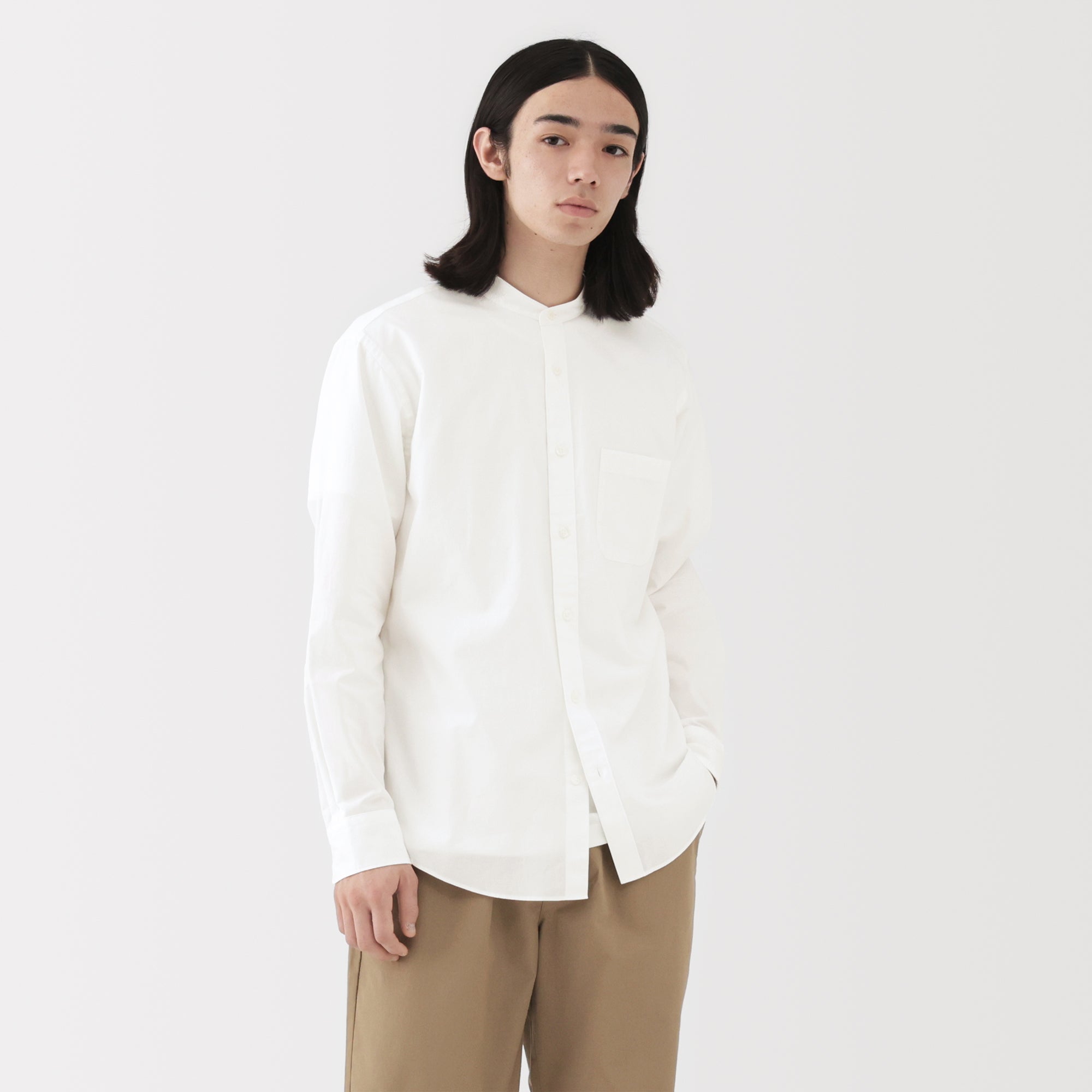 Broadcloth Stand Collar Shirt