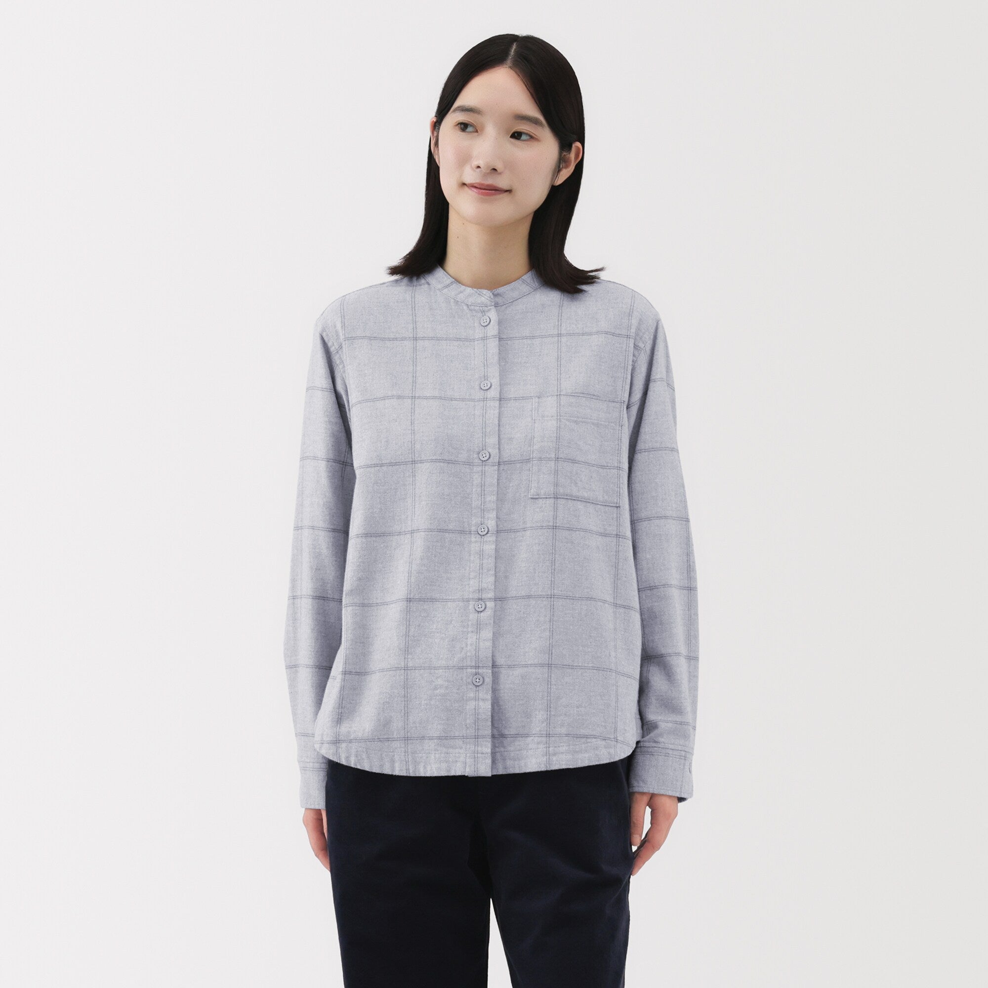 Flannel Stand Collar Shirt - Image 51