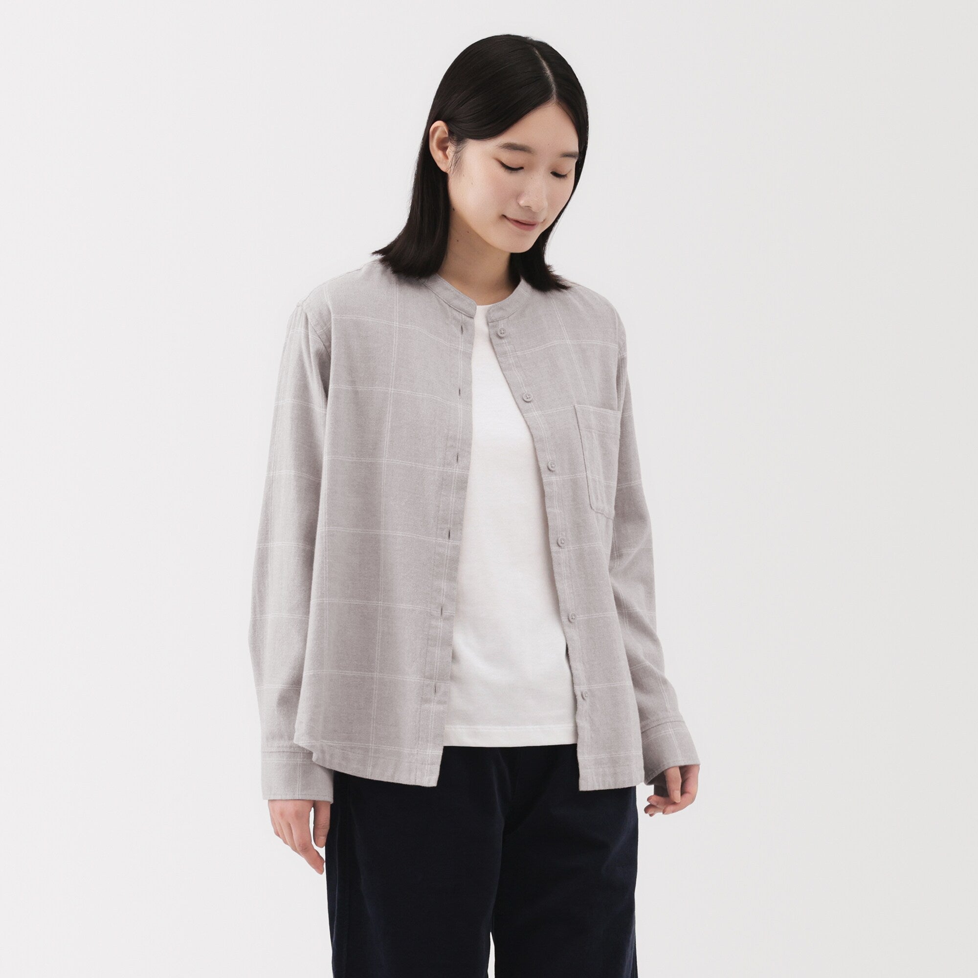 Flannel Stand Collar Shirt - Image 59