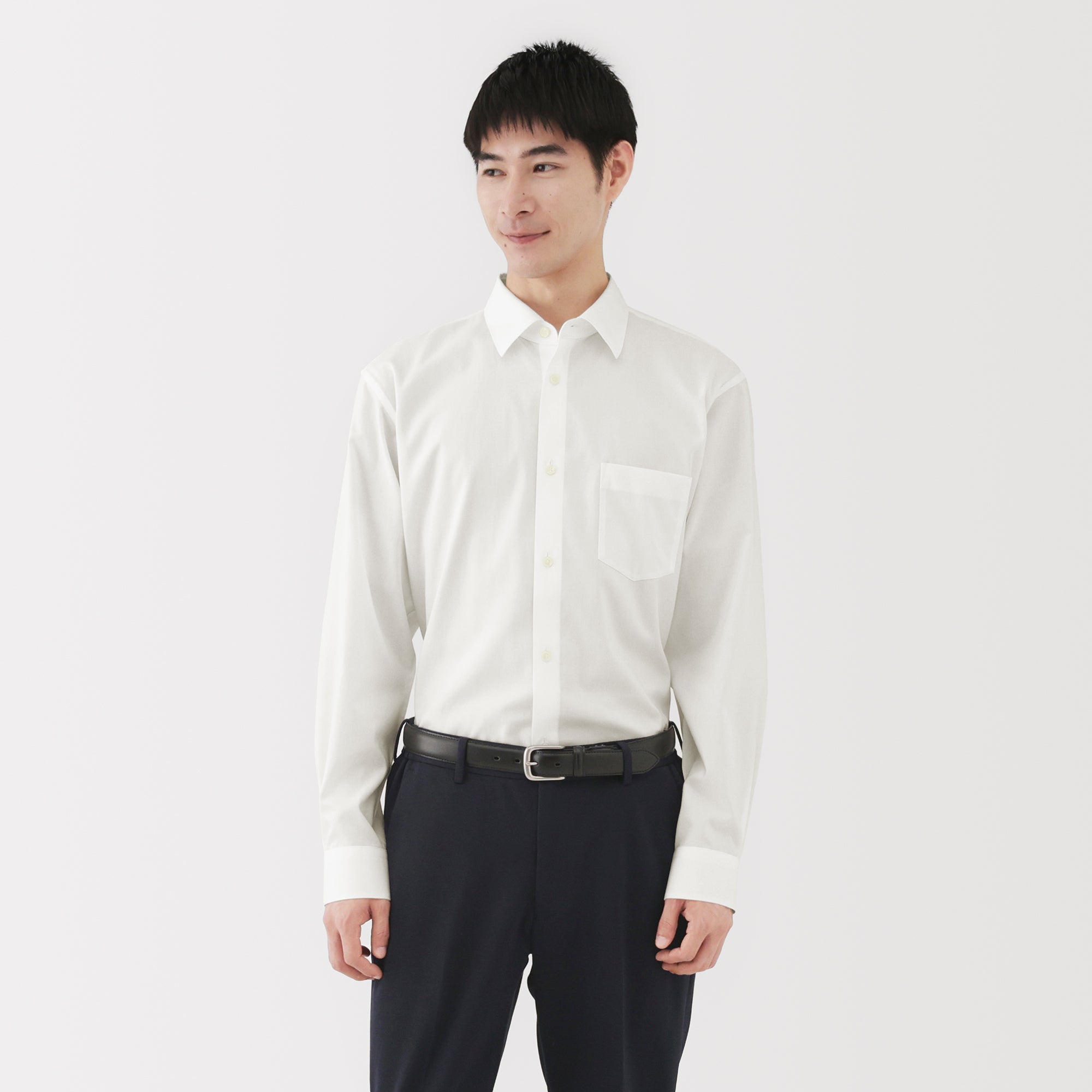 Cotton Semi-Spread Collar Shirt - Image 12