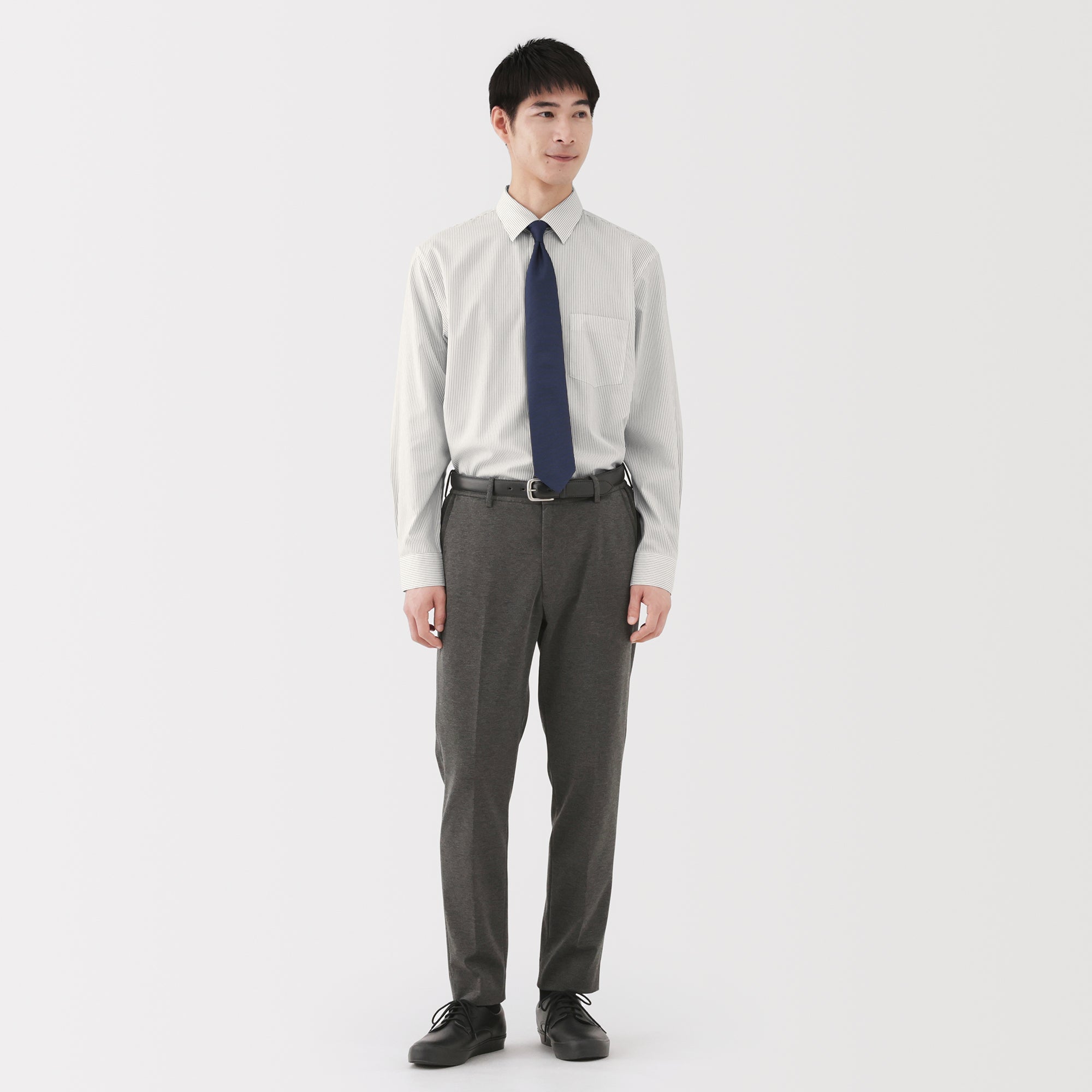 Cotton Semi-Spread Collar Shirt - Image 4