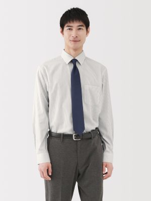 Cotton Semi-Spread Collar Shirt