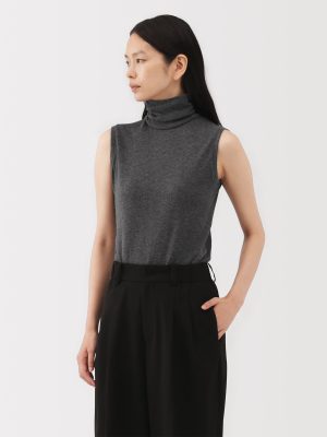 Labo Cotton Cashmere Sleeveless Turtleneck T-Shirt