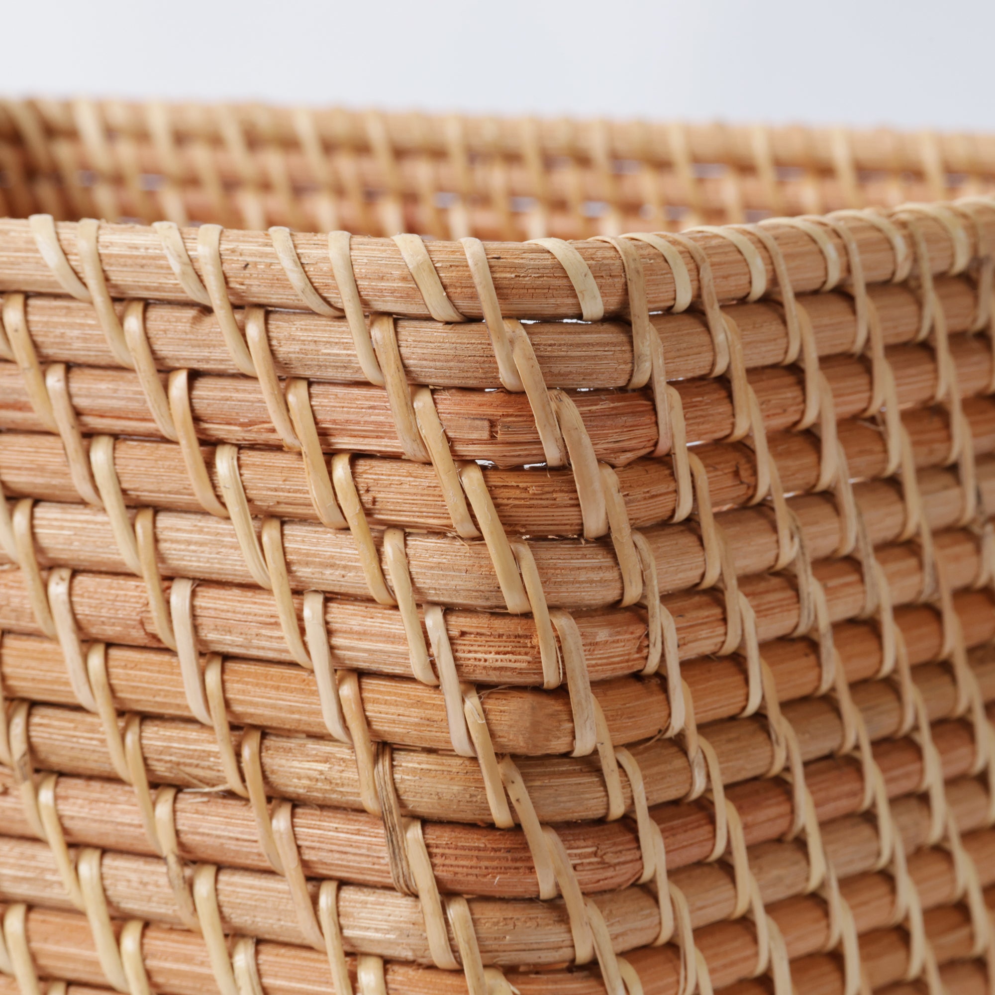 Rattan Stackable Square Basket With Handle - Medium W13.8 x D14.2 x H6.3 - Image 4
