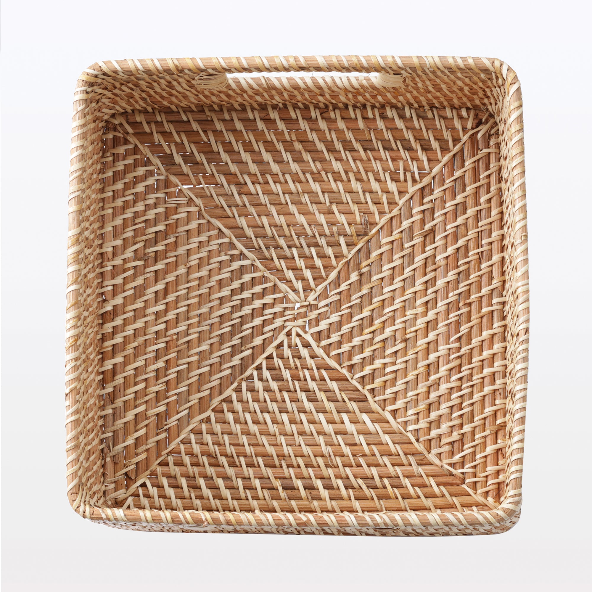 Rattan Stackable Square Basket With Handle - Medium W13.8 x D14.2 x H6.3 - Image 5