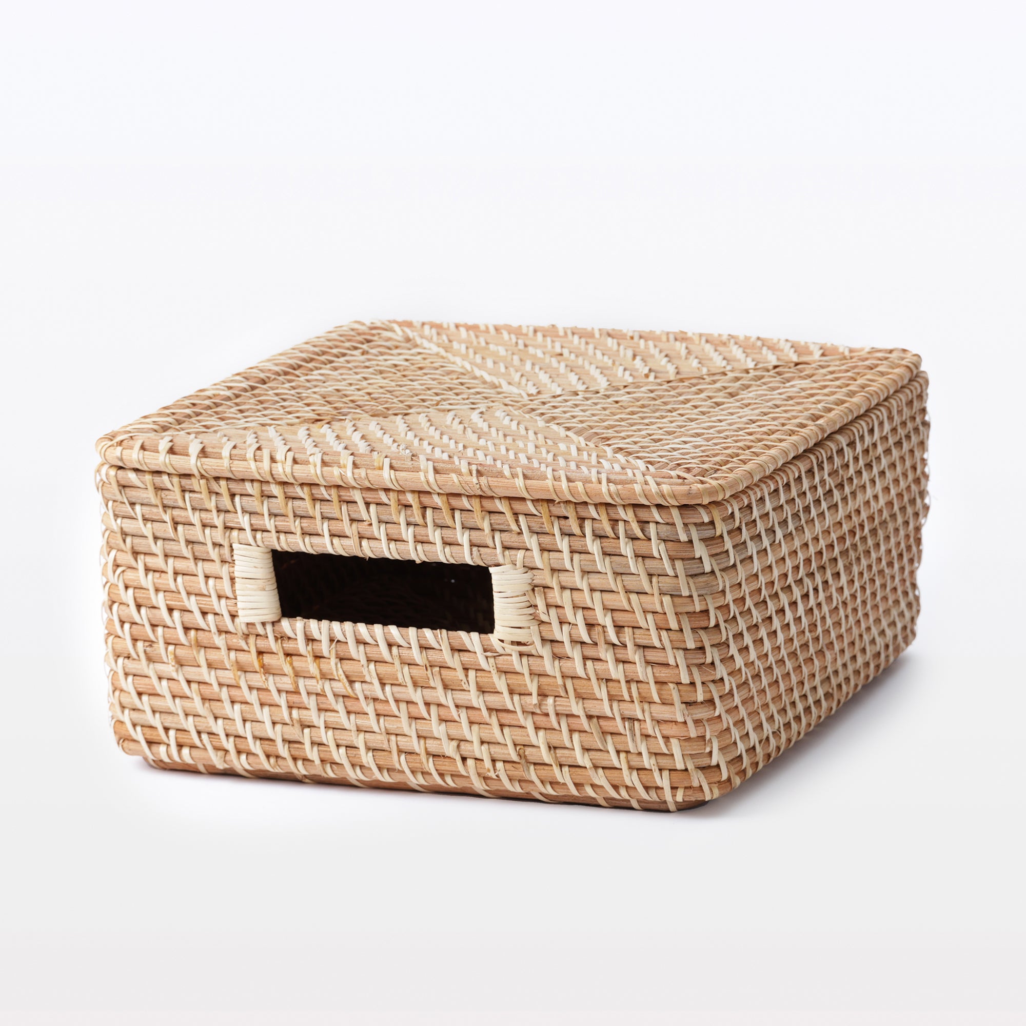 Rattan Stackable Square Basket With Handle - Medium W13.8 x D14.2 x H6.3 - Image 6
