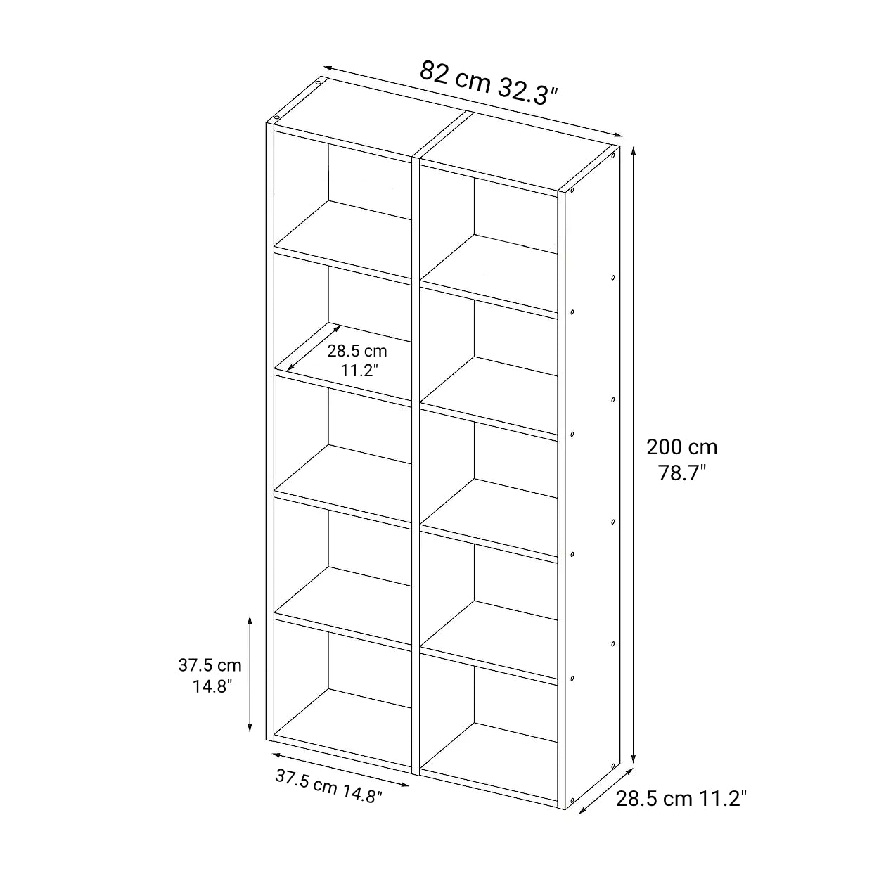 Oak Stacking Shelf - 5 x 2 - Image 3