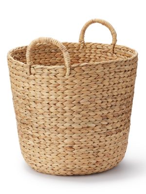 Water Hyacinth Basket with Handles - Round - Large Dia. 17.7 x H15.7