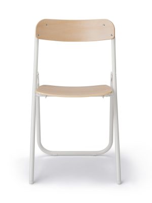 Steel Pipe Folding Chair with Wooden Seat