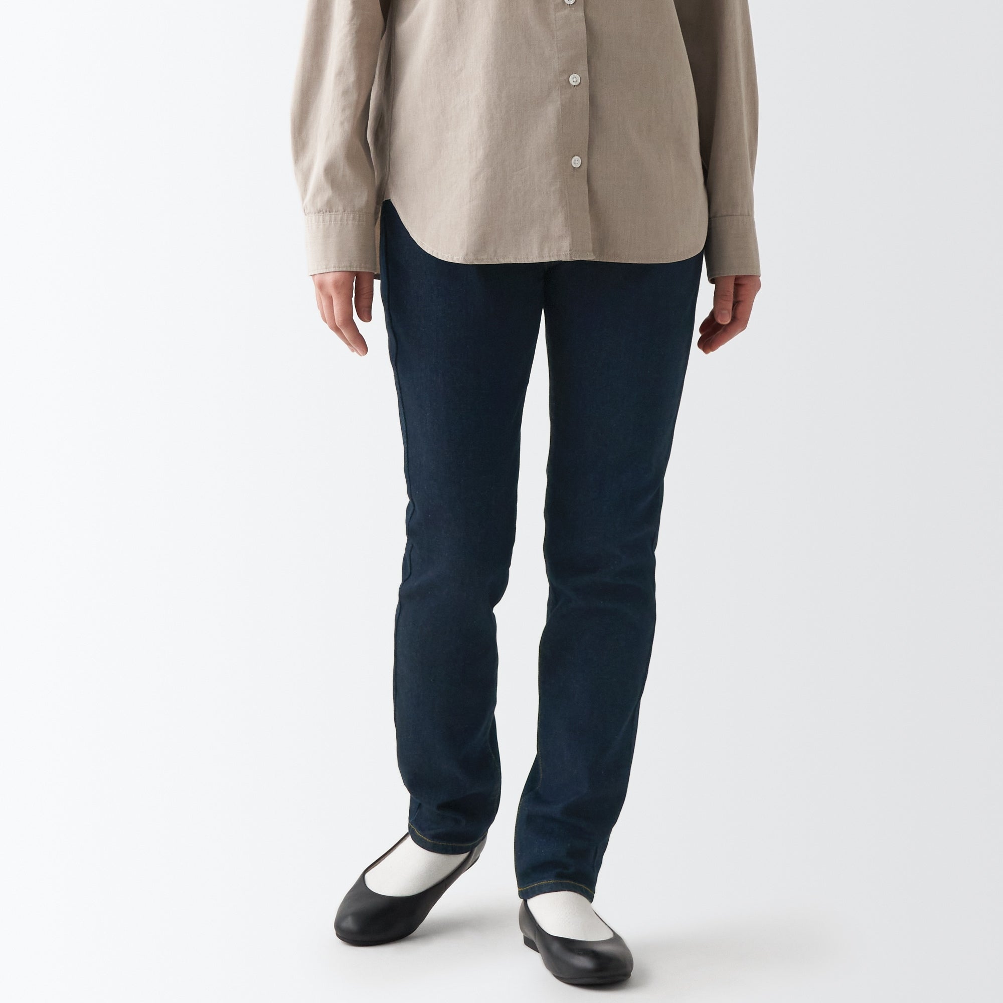 Women's Stretch Denim Slim Pants Dark Navy (L 30inch / 75cm) - Image 2