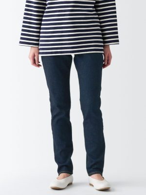 Women's Stretch Denim Slim Pants Dark Navy (L 30inch / 75cm)