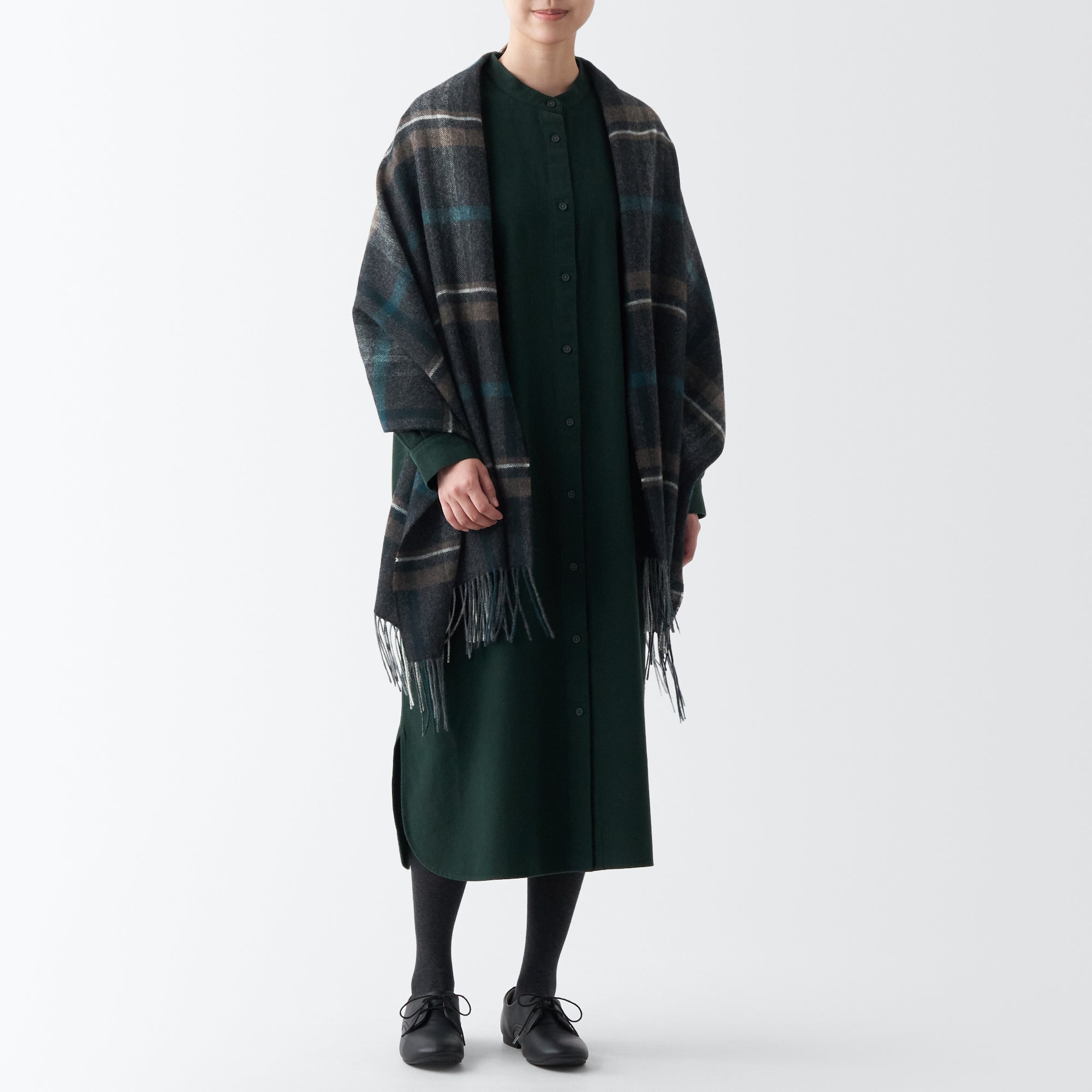 Wool 2-way Large Stole - Patterned - Image 31