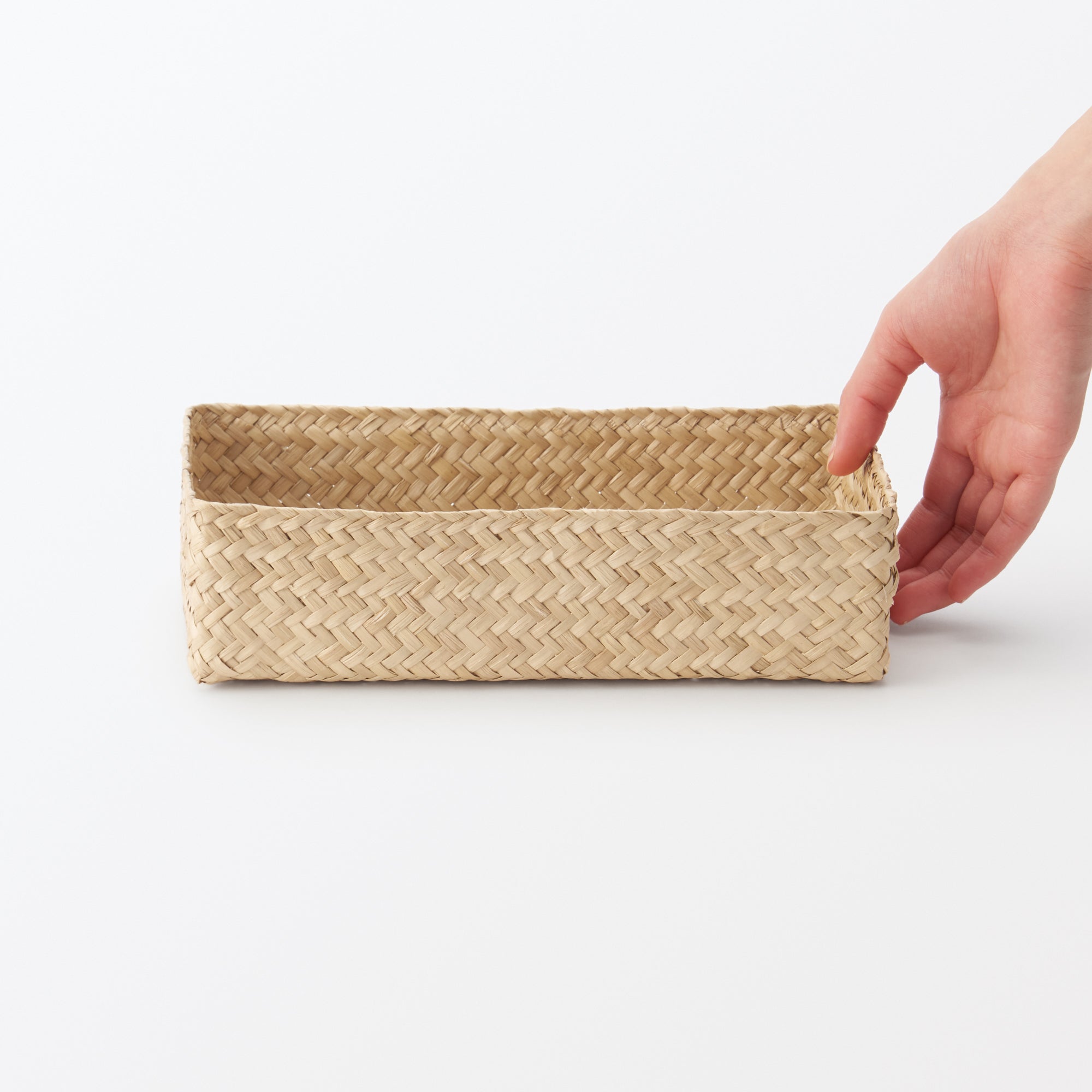 Seagrass Organizer Herringbone Rectangular Basket - Medium (W5.9 x D9.8 x H2.8) - Image 6