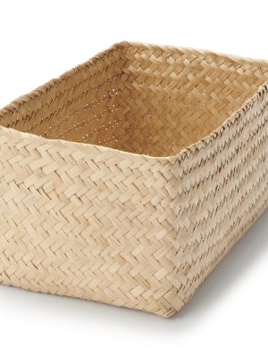 Seagrass Organizer Herringbone Rectangular Basket - Large (W5.9 x D9.8 x H4.7)