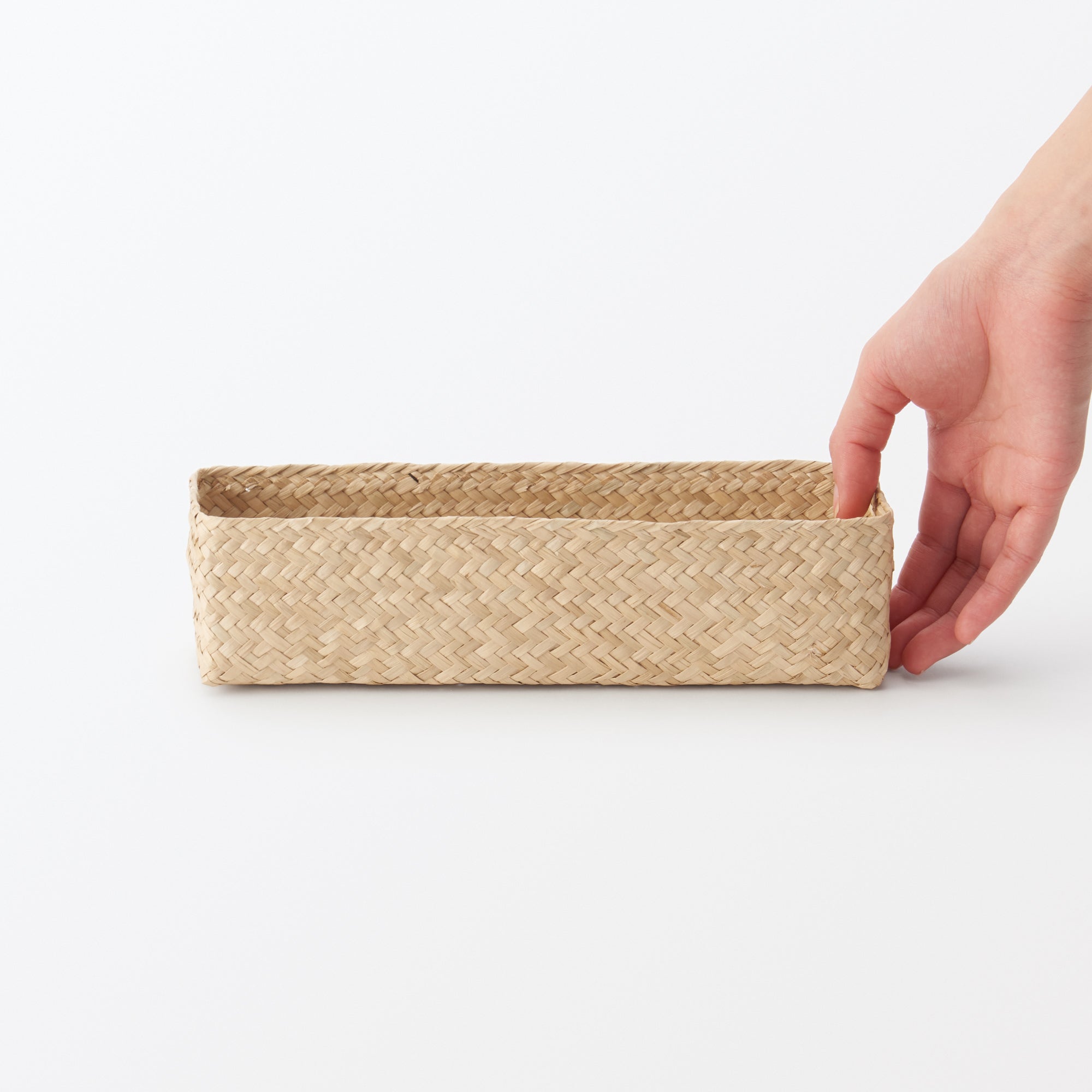 Seagrass Organizer Herringbone Rectangular Half Basket - Medium (W3.0 x D9.8 x H2.8) - Image 2