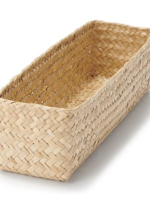 Seagrass Organizer Herringbone Rectangular Half Basket - Medium (W3.0 x D9.8 x H2.8)