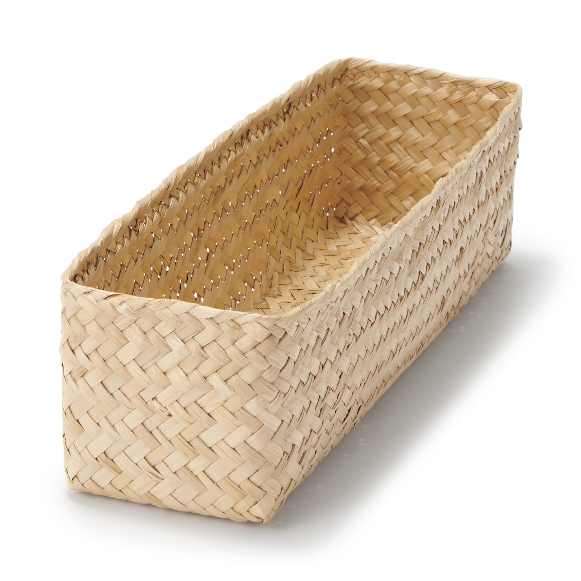 Seagrass Organizer Herringbone Rectangular Half Basket - Medium (W3.0 x D9.8 x H2.8)
