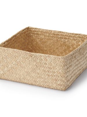 Seagrass Organizer Herringbone Square Basket (W9.8 x D9.8 x H4.7)