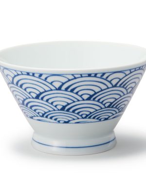 Hasami Ware Rice Bowl - Large Wave Pattern