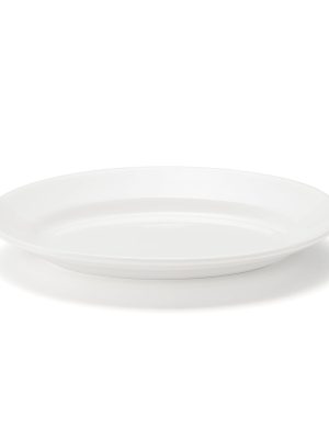 Porcelain Rimmed Oval Plate Large - White