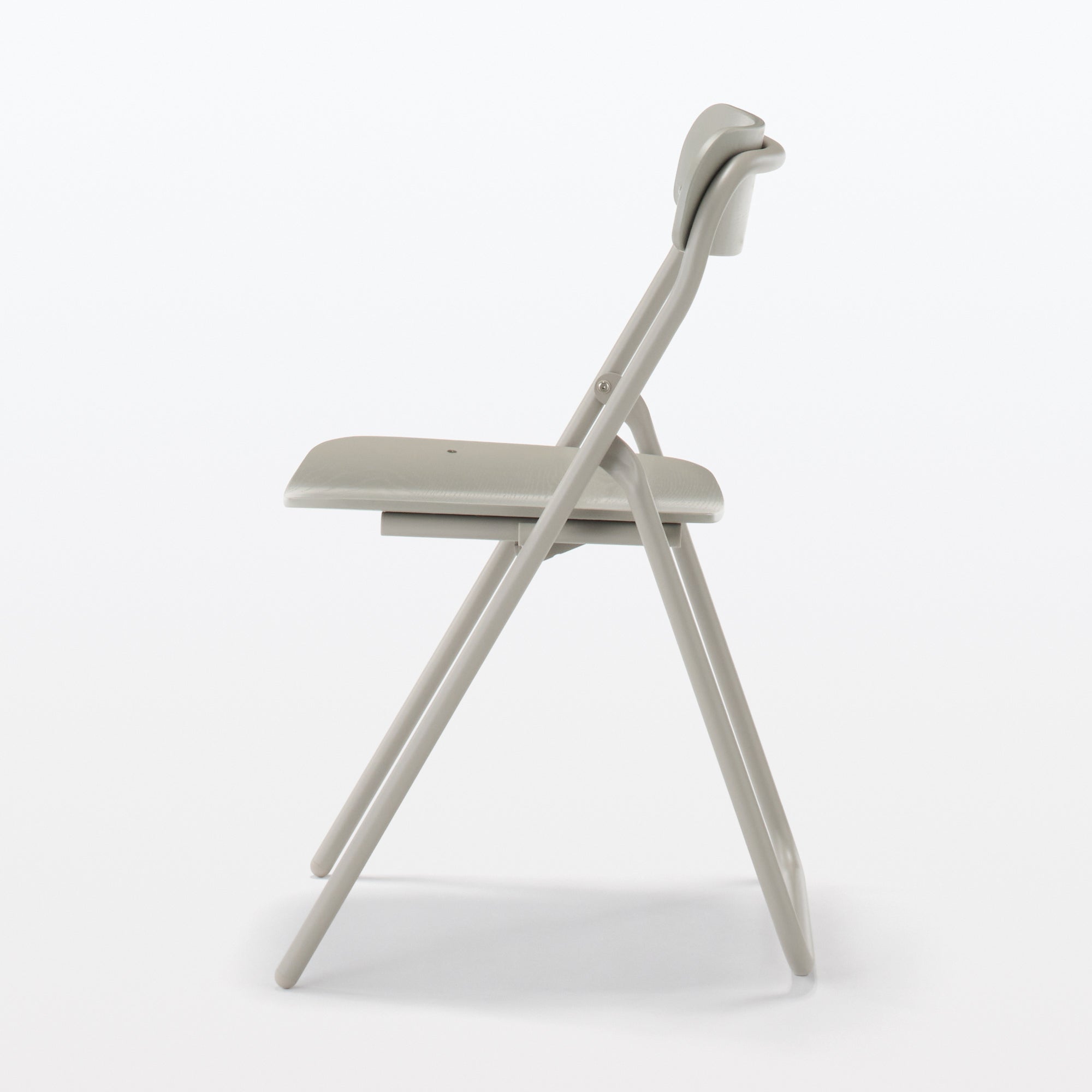 Steel Pipe Folding Chair with Wooden Seat - Warm Gray - Image 2