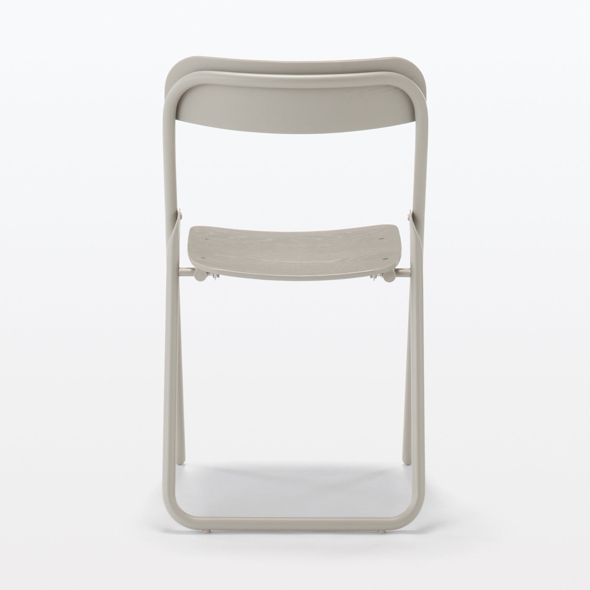 Steel Pipe Folding Chair with Wooden Seat - Warm Gray - Image 3