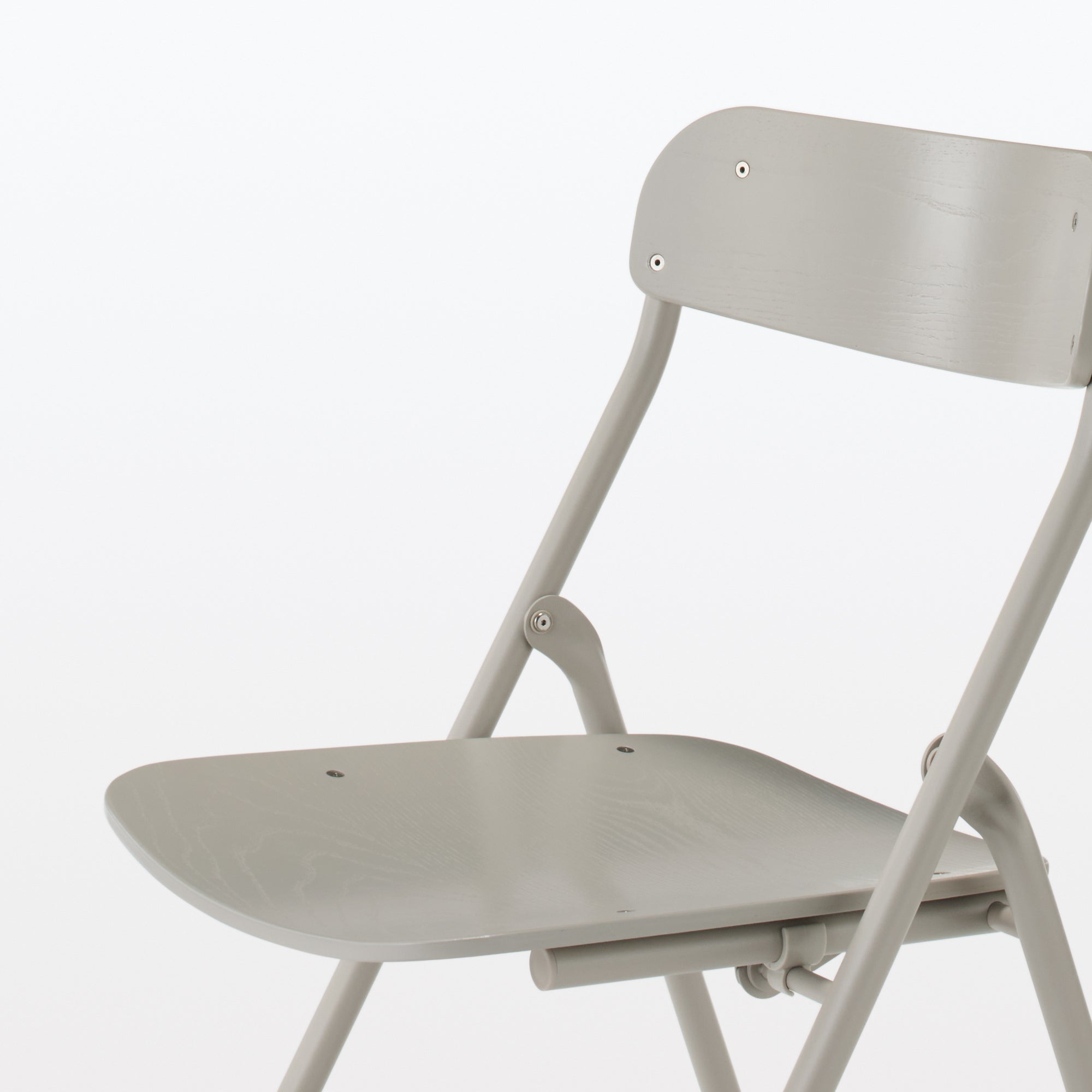 Steel Pipe Folding Chair with Wooden Seat - Warm Gray - Image 6