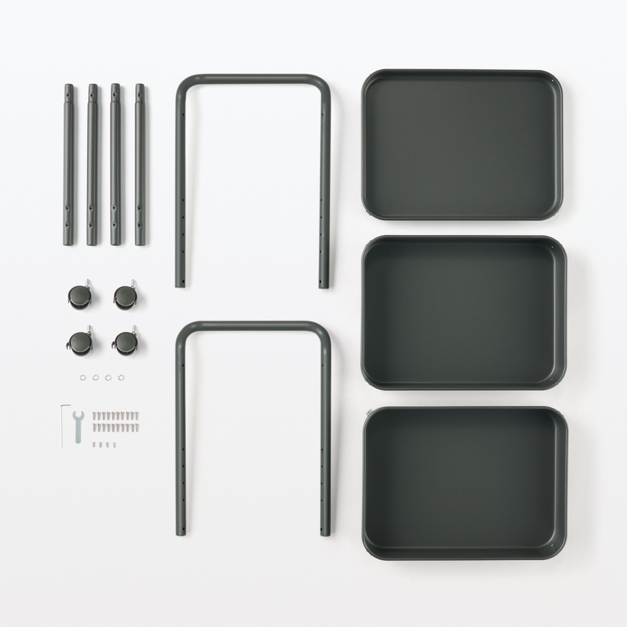 Steel Pipe Wheeled Rack Utility Cart - Dark Gray - Image 7