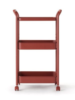 Steel Pipe Wheeled Rack Utility Cart - Burgundy
