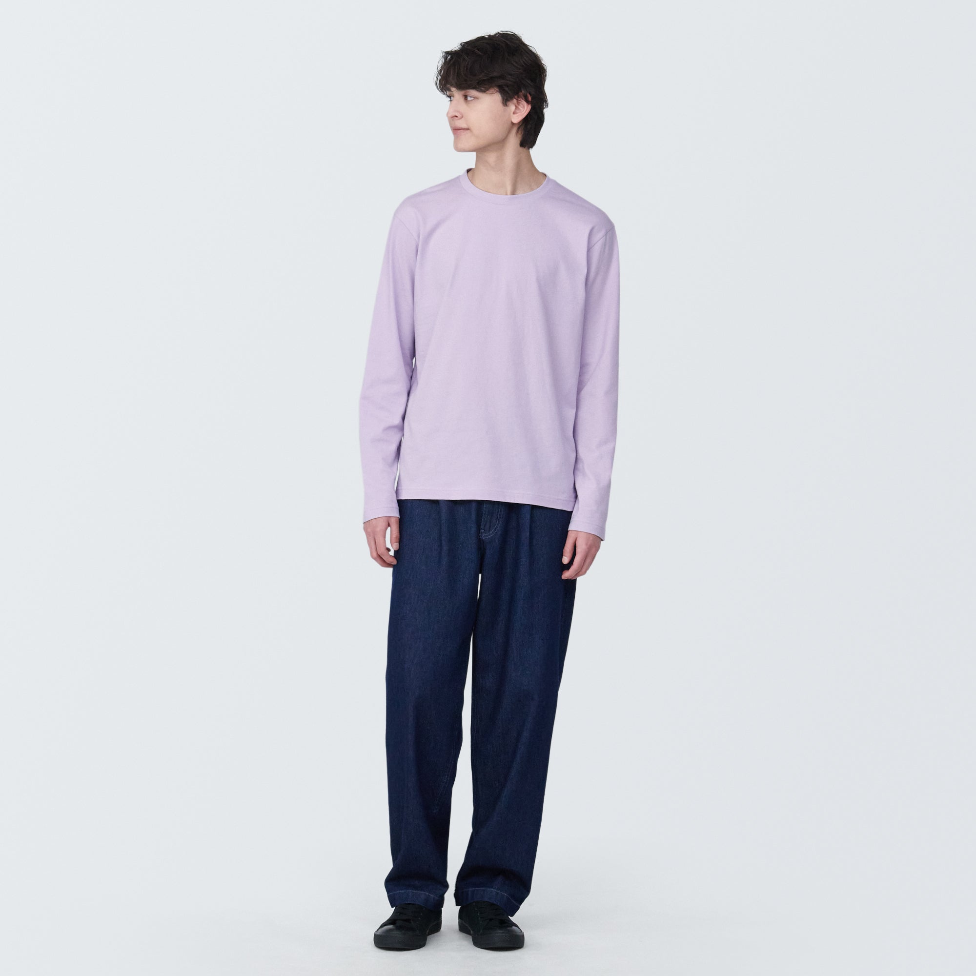 Men's Washed Jersey Crew Neck Long Sleeve T-Shirt - Image 39