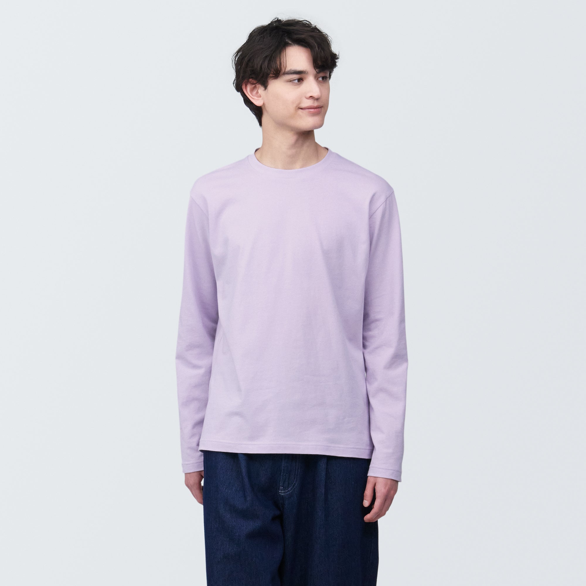 Men's Washed Jersey Crew Neck Long Sleeve T-Shirt - Image 38
