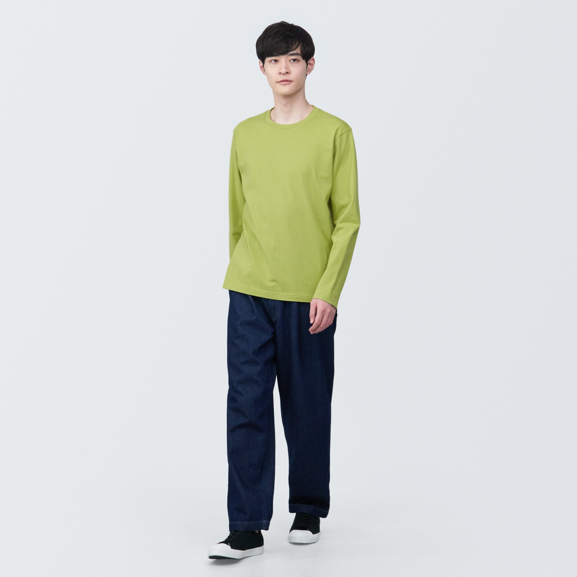 Men's Washed Jersey Crew Neck Long Sleeve T-Shirt - Image 46