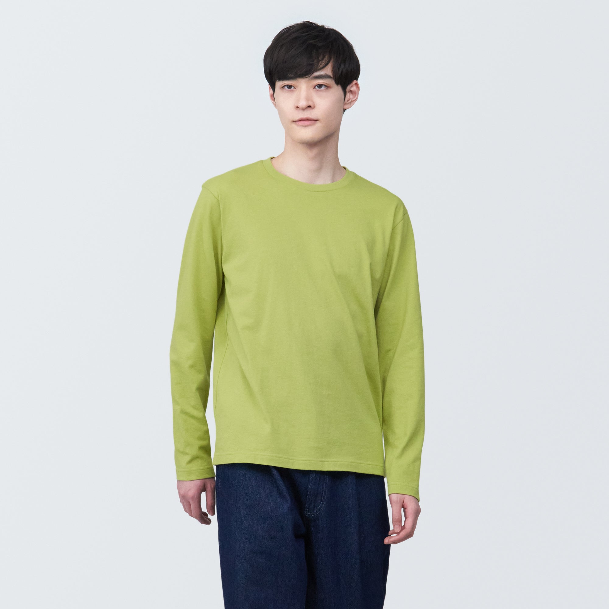 Men's Washed Jersey Crew Neck Long Sleeve T-Shirt - Image 45