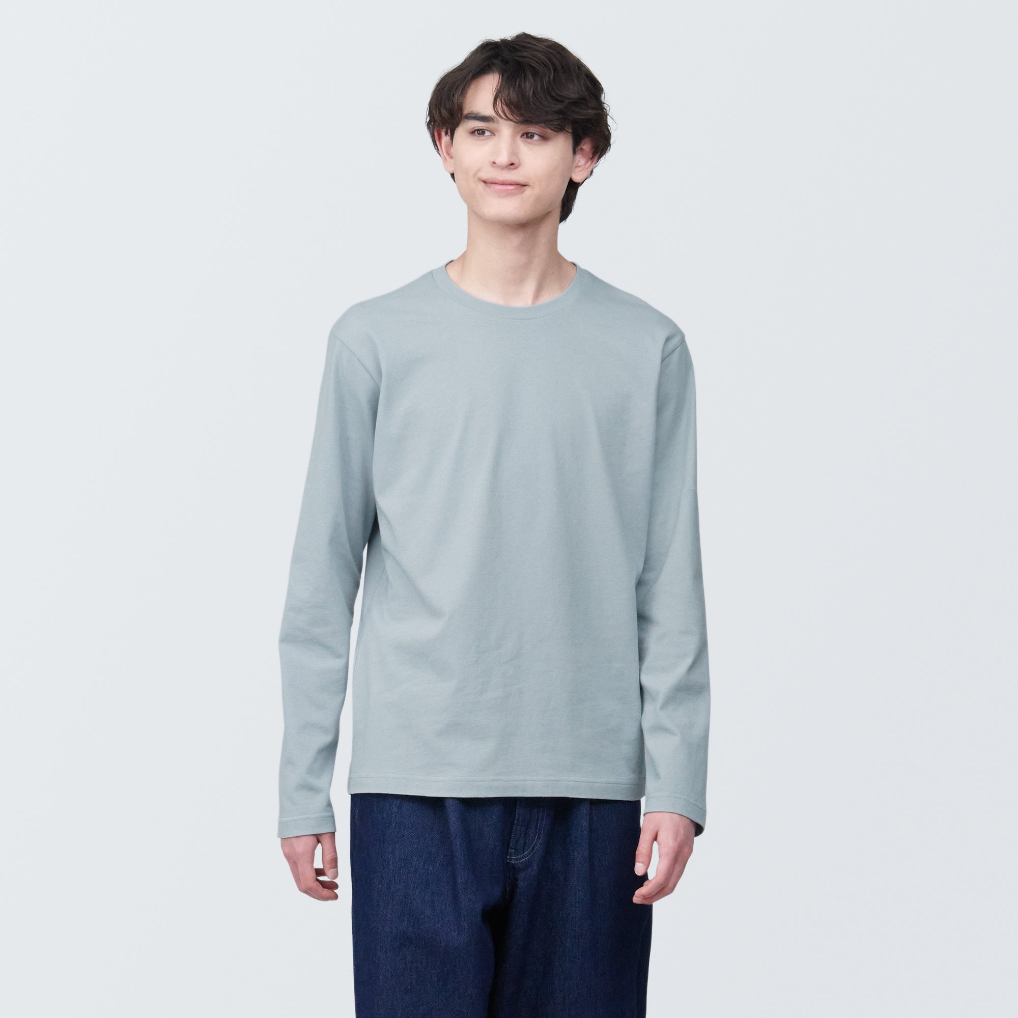 Men's Washed Jersey Crew Neck Long Sleeve T-Shirt - Image 3