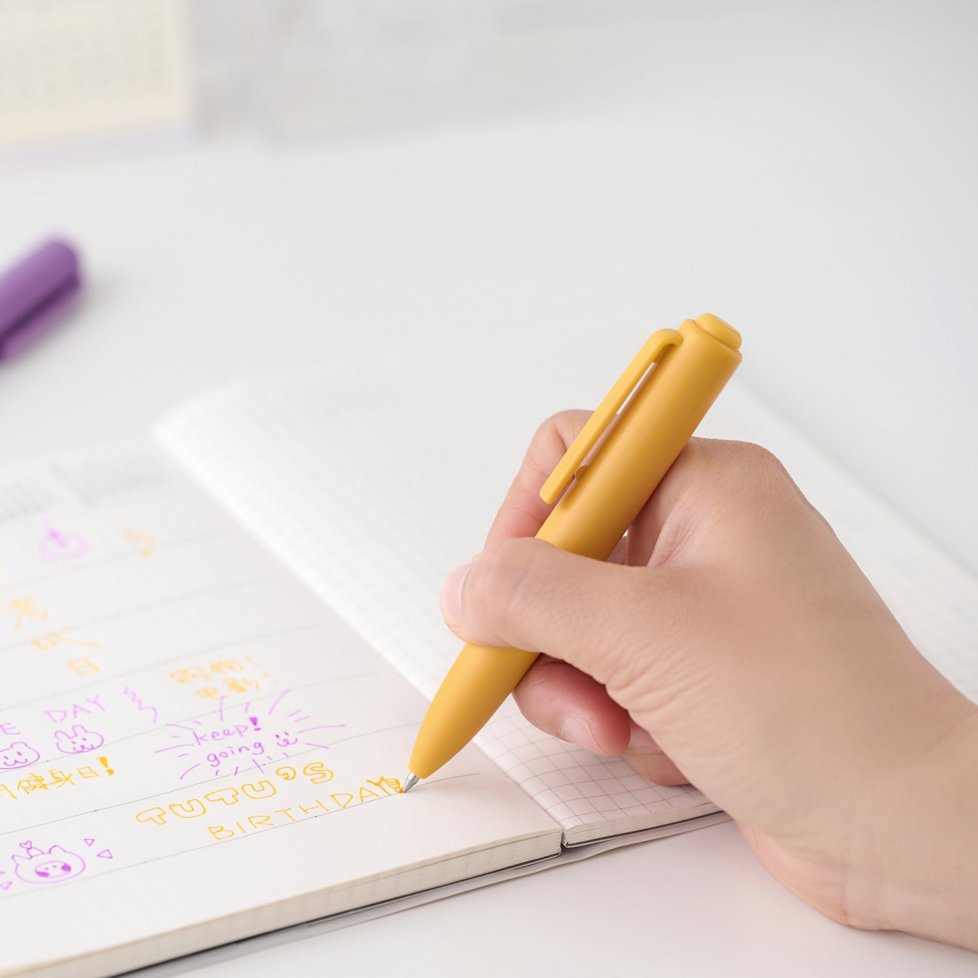 Compact Gel Ink Ballpoint Pen Knock Type 0.5 mm - Blue Black - Image 7