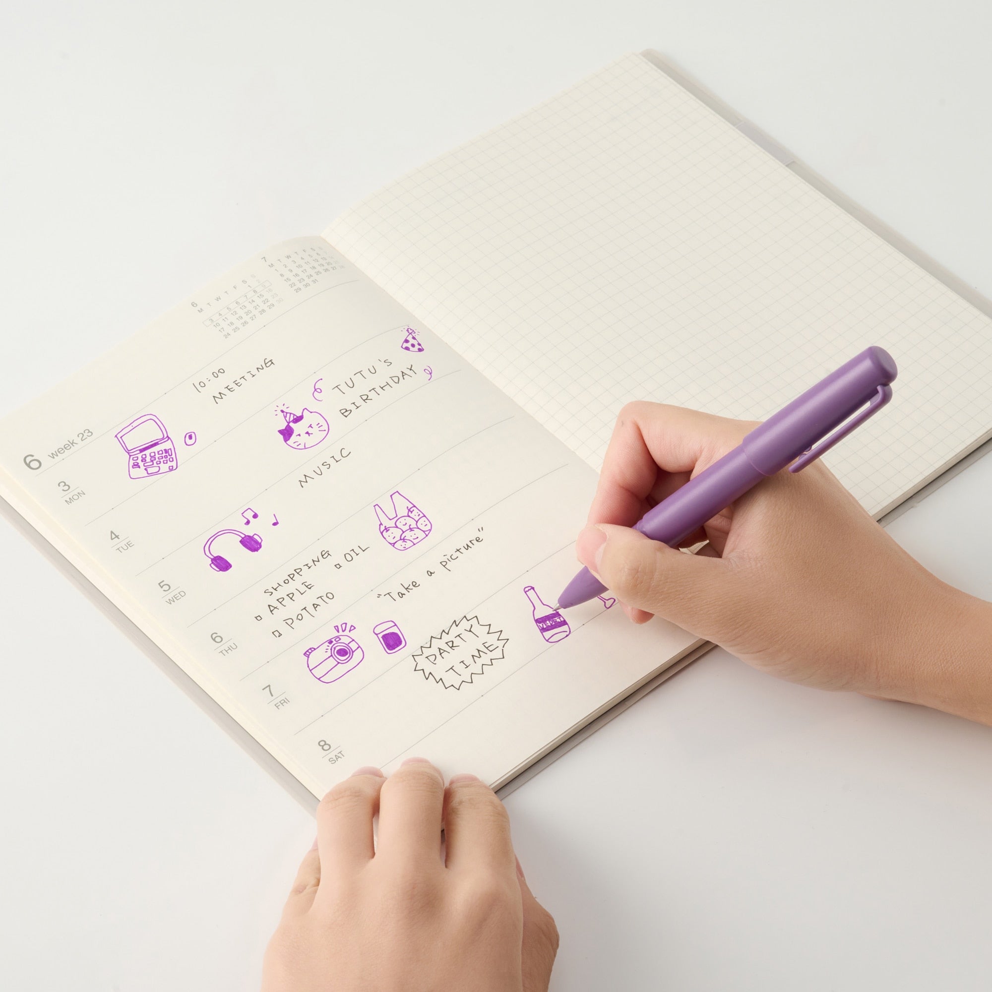 Compact Gel Ink Ballpoint Pen Cap Type 0.5 mm - Purple - Image 8