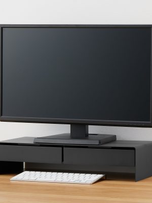 Steel Monitor Stand with 2 Drawer - Wide