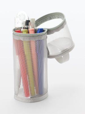 Nylon Mesh Vertical/Horizontal Pen Case Thin - Gray