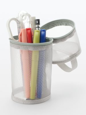 Nylon Mesh Vertical/Horizontal Pen Case Wide - Gray