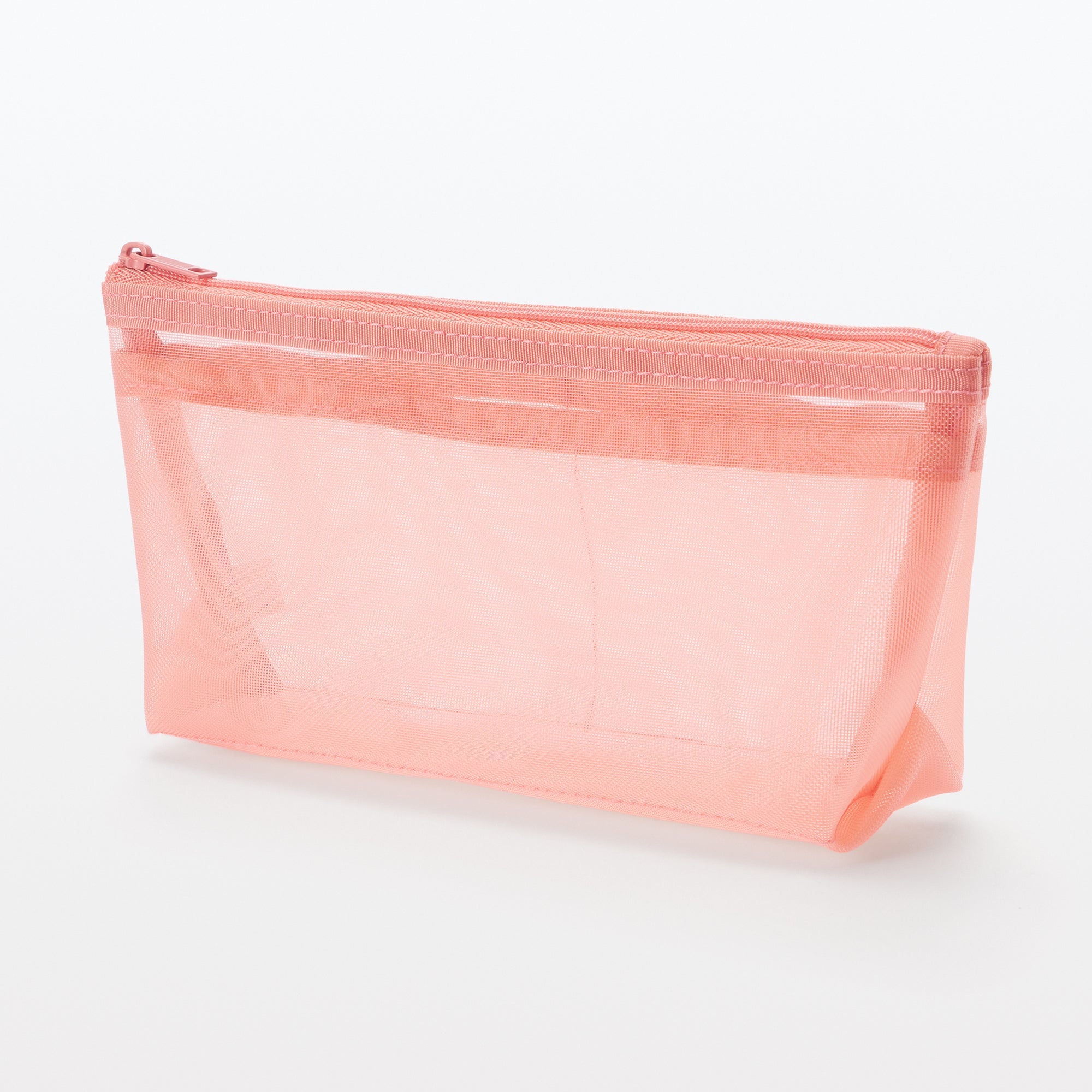Nylon Mesh Pen Case with Gusset Tall - Pink - Image 3