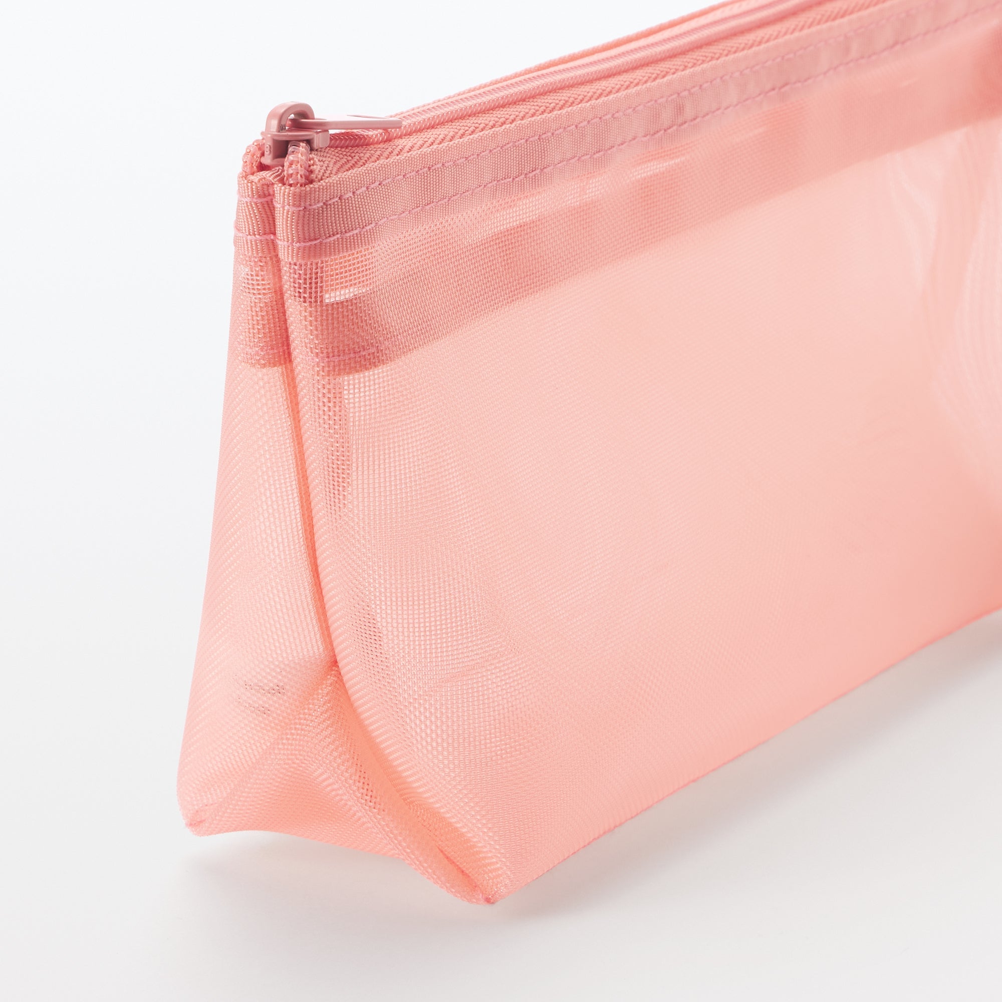 Nylon Mesh Pen Case with Gusset Tall - Pink - Image 4