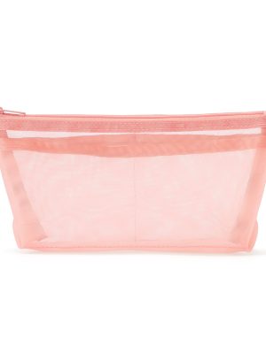 Nylon Mesh Pen Case with Gusset Tall - Pink