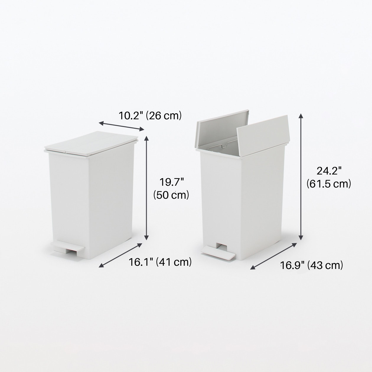 Polypropylene Pedal Dust Bin with Double-Hinged Lid - 9.3 gal - Image 13