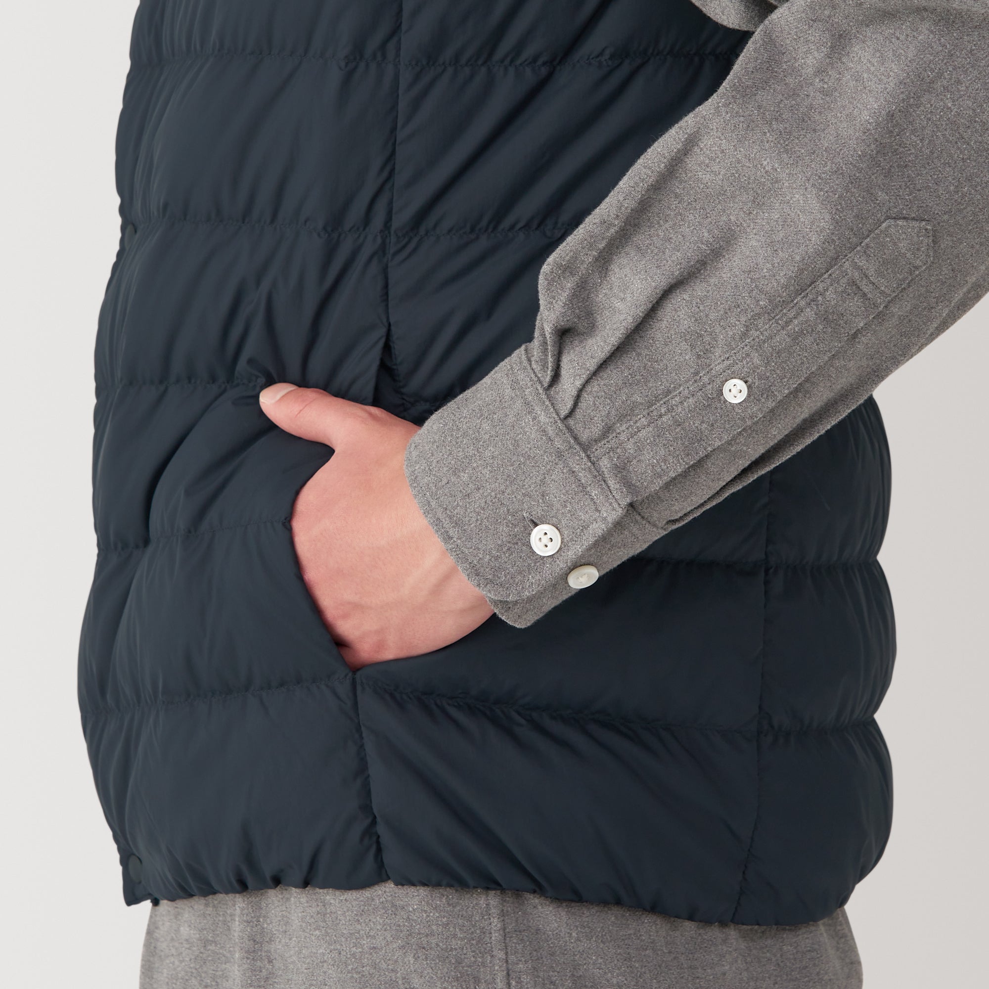 Men's Lightweight Down Collarless Vest - Image 30